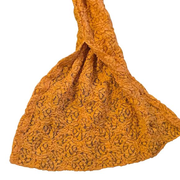 BDG Urban Outfitters Lace Crop Top Small Orange Fairy Grunge Stretchy - Picture 4 of 6